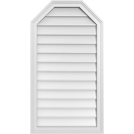 Ekena Millwork Octagonal Top Surface Mount PVC Gable Vent w/ 2"W x 1-1/2"P Brickmould Frame, 22"W x 40"H GVPOT22X4002SN